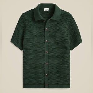 J Crew Short Sleeve Cotton Polo Cardigan Sweater Green Large NWOT — Men’s Large